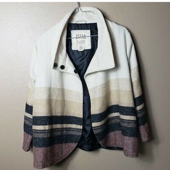 Billabong Wool Blend Shadow Cream and Red Striped Cropped Jacket - Picture 5 of 8